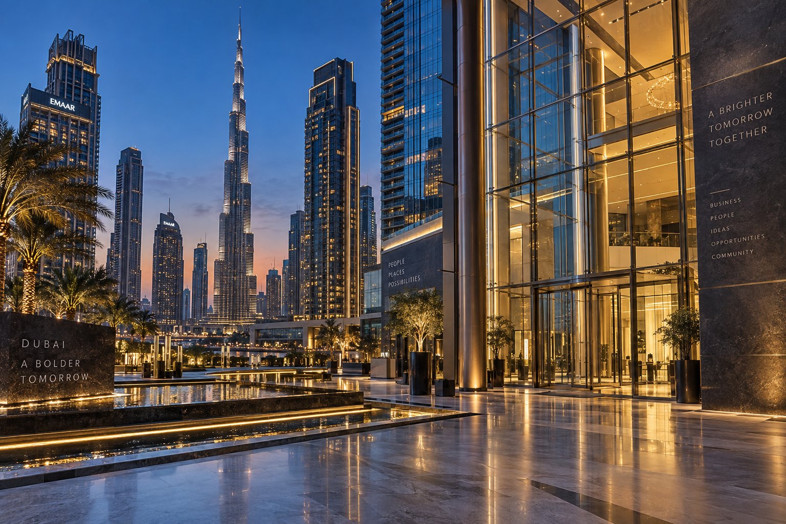 Modern architectural towers in Dubai United Arab Emirates